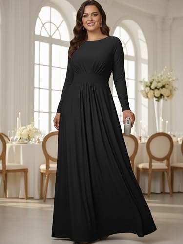 Image of KOH KOH Womens Long Sleeve Flowy Modest Elegant Evening Maxi Dress Gown