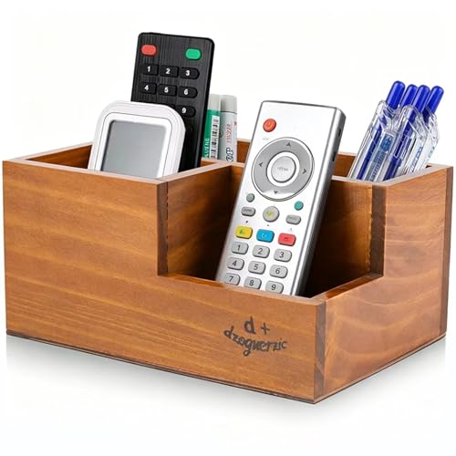 Veroa Support de télécommande en bois à 3 compartiments pour télé - Organiseur de bureau de...