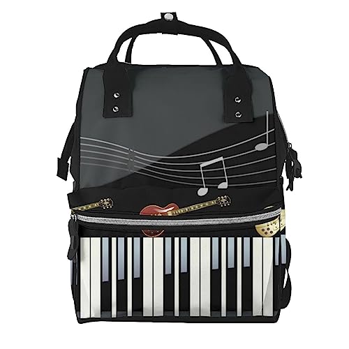 Sac à langer imprimé guitare et piano grand sac à dos multifonction bébé
