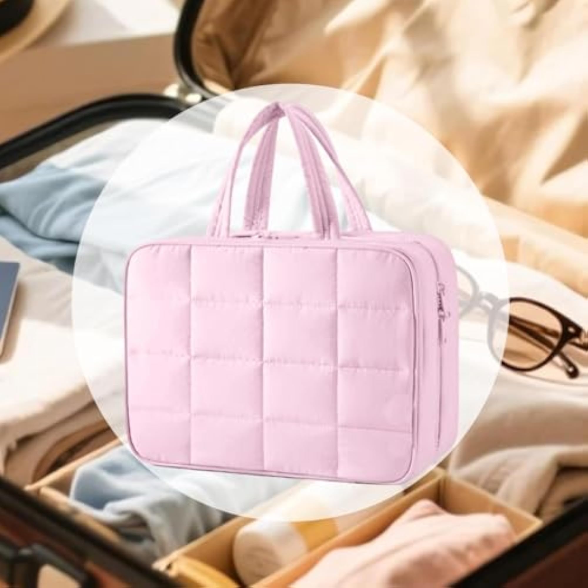 Cosmetic Storage Organizer Bag Handbag Beauty Case Pink L
