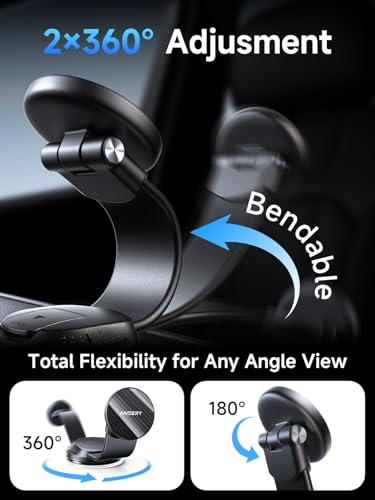 ANDERY Car Phone Holder for MagSafe [360° Adjustable Memory Alloy Arm | 2400gf Strongest Magnetic Power] Bendable Car Mount, Phone Holders for Your Car for iPhone and All Smartphones, Carbon Fiber - image 4