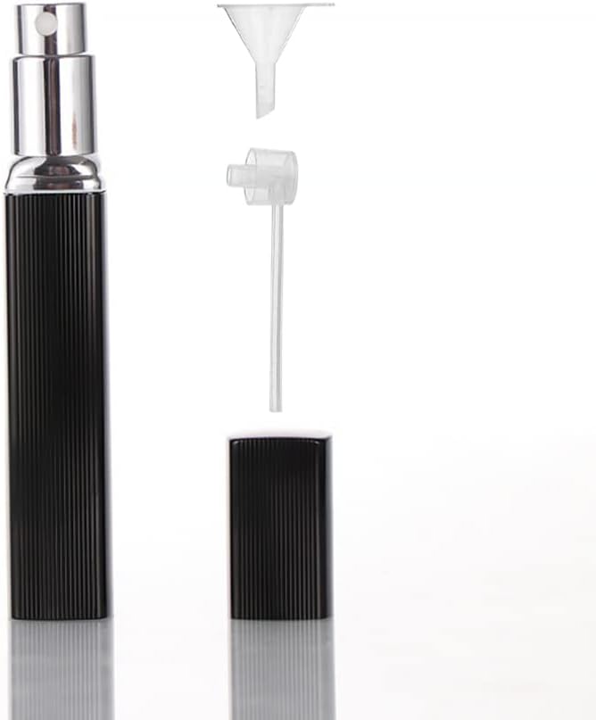 Sichumaria®12 ml Dumb Black Mini Travel Perfume Refillable Bottle Spray Empty Atomizer with Perfume Extractor Pump,Funnel