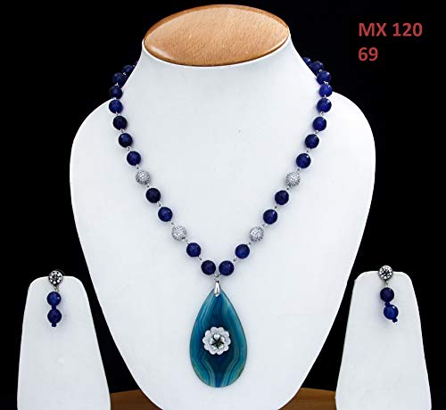Collar hecho a mano con pendientes de piedras semipreciosas étnico 2