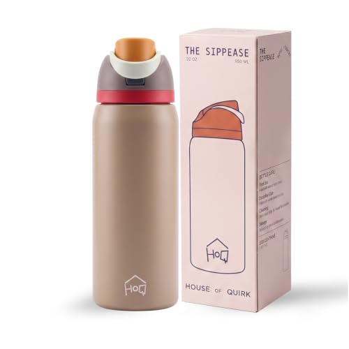 Image of House of Quirk Sippease Stainless Steel Water Bottle with Straw for Sports and Travel BPA-Free 950ML (Dune)
