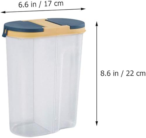 Miniatura 2 de Cabilock Recipientes herméticos para almacenamiento de alimentos, contenedor dispensador de cereales, 2 compartimentos, recipientes de