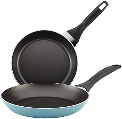 Pemberly Row Dishwasher Safe Nonstick 2 Piece Skillet Set in Aqua