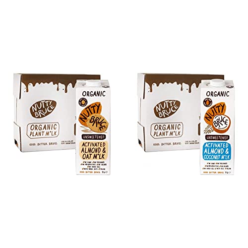 Nutty Bruce - Organic Activated Almond & Oat Milk - Dairy & Soy Free, Certified Organic & Vegan Milk made with Whole Grain Oats - 6 x 1L