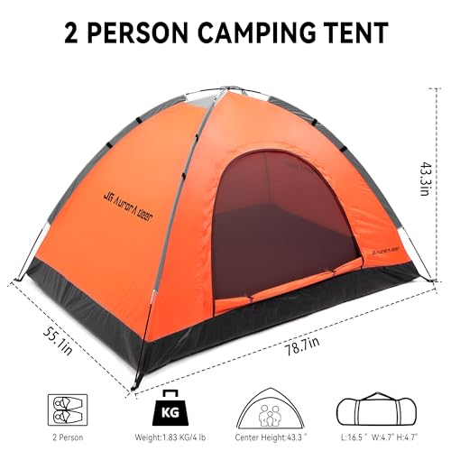 2 Person Camping Tent 4 Person Tents for Camping Windproof Tents for Camping Hiking Backpacking Traveling 2/3/4 Family People Tents for Camping Portable Tent with Carry Bag - Image 3