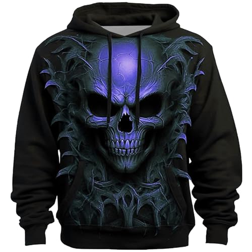 Sweat à capuche squelette pour homme style gothique en polaire chaude