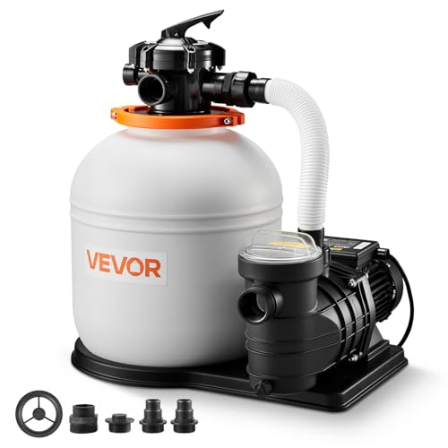 VEVOR 16 in Sand Filter Pump for Above Ground Pool 0.75 HP 4400 GPH Swimming Pool Sand Filter Pump with Pre-Assembled Core & Leak-Resistant Design 6-Way Valve High-Efficiency Filtration for Pools