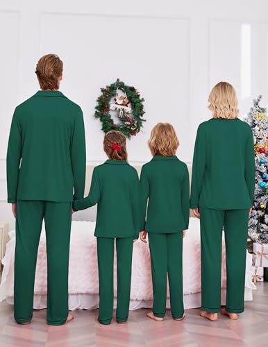 Ekouaer Christmas Family Matching Pajamas Long Sleeve Button Down Pj Set Festival Party Sleepwear Deep Green M Men4