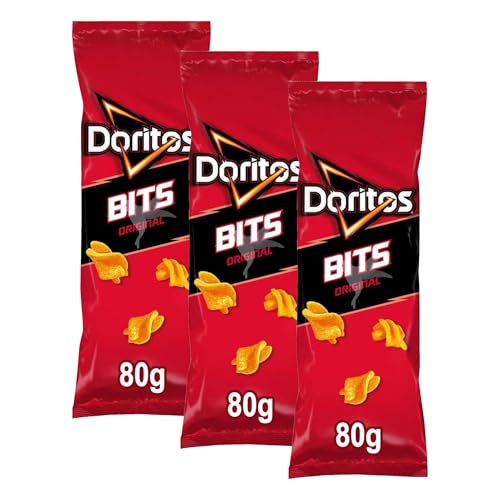 Doritos Bits, Snack de Maíz crujiente con sabor original, Producto de Aperitivo Matutano, bolsa individual de aperitivo, 80 gr (Paquete de 3)