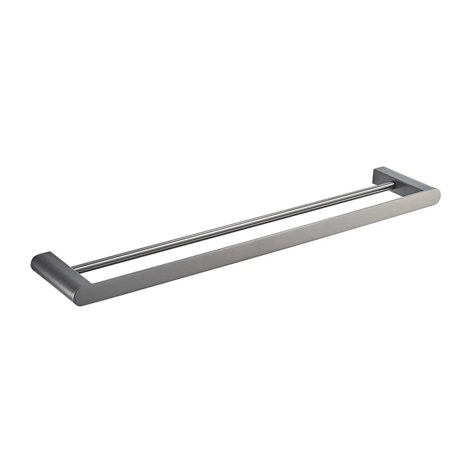 Bathroom towel rail Gold Bathroom Double Towel Holder Stainless Steel Rack Bath Bar Hardware Accessories Grey Black(60cm Grey)