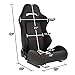 DNA MOTORING 2PCS Racing Bucket Seats with Adjustable Recline & single slider, Compatible with 4 Point Harness, PVC Leather, Black/Red Stitching, RS-JBR-006-BK-RD