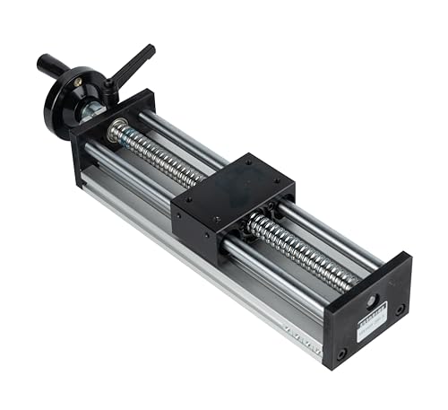 TINMAGI Mesa Deslizante Lineal, Tabla Deslizante Manual Carrera de 200 mm, Plataforma de Guía Precisa con Doble Eje Óptico Volante, Tornillo de Bola, para Automatización No Estándar Fresadora CNC