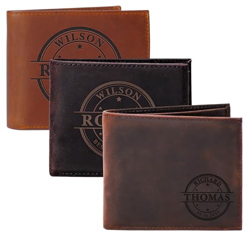 Customizable Leather Wallet for Dad Son Husband Boyfriend Grandpa, Personalized Fathers Day Christmas Valentines Day Birthday Anniversary Wedding Gifts, Custom Wallets for Men Groomsmen3