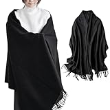 [Ｋａｙｉｙａｓｕ] マフラー レディース 大判 ストール 無地 スカーフ 襟巻き 男女兼用 冷え対策 ユニセックス ひざ掛け ふんわり 冷房対策 クリスマス プレゼント 誕生日 ギフト 制服 学生 中学生 高校生 大人 メンズ 定番 秋 冬 春(Free ブラック)