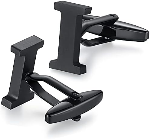 HONEY BEAR Mens Initial Alphabet Letter Silver White Steel Wedding Formal Business Cufflinks