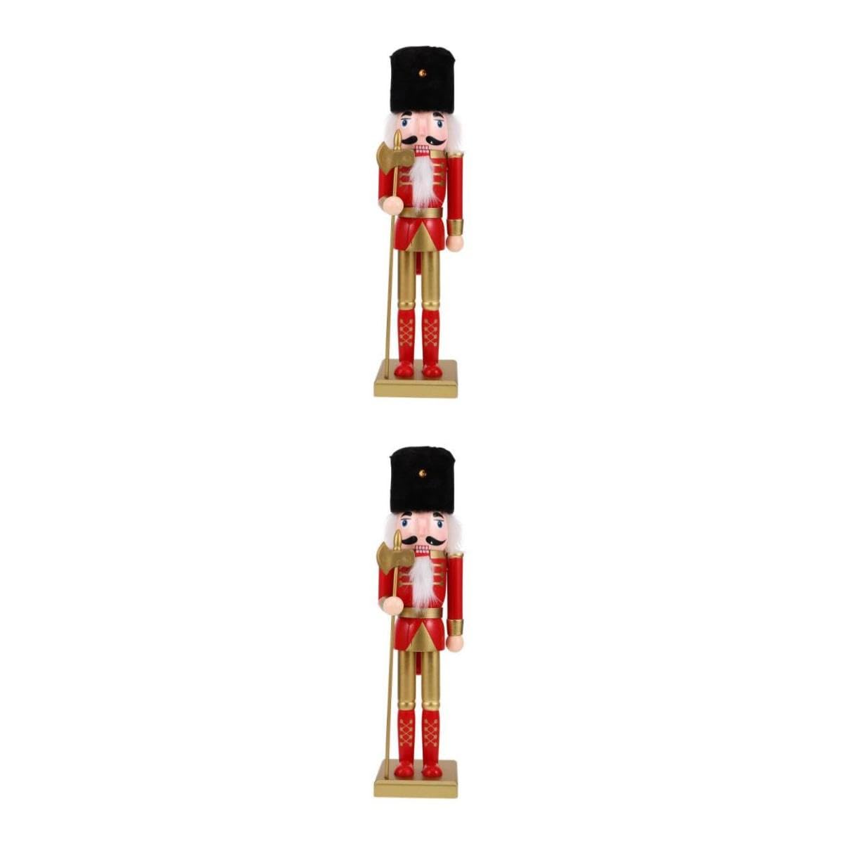 Beaupretty 2 Piezas Estatua de Soldado Cascanueces de Madera Roja 38cm para