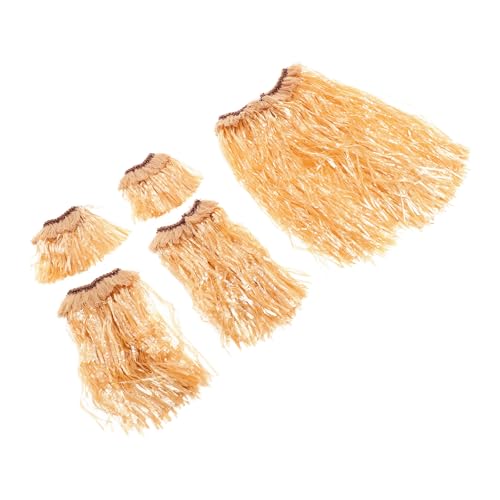 SHOWERORO Falda Hawaiana de Hula Borlas 40 CM Conjunto de 5 Piezas para Disfraz de Escenario Accesorio Decorativo Ligero para Fiestas Tropicales Luau y Presentaciones