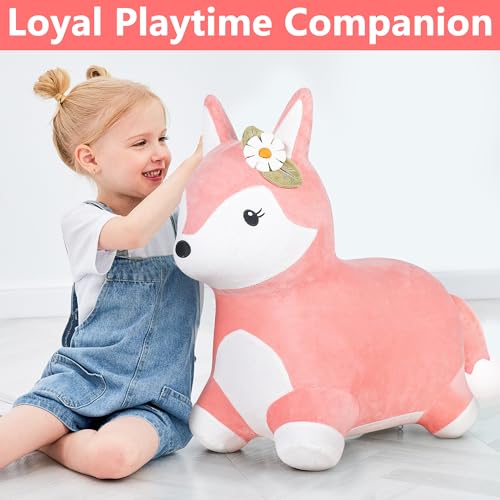 Iplay, Ilearn 0129 Bouncy Pals Hopping Fox Horse, Toddler Girl Inflatable Bouncing Animal Hopper Toy thumb #5
