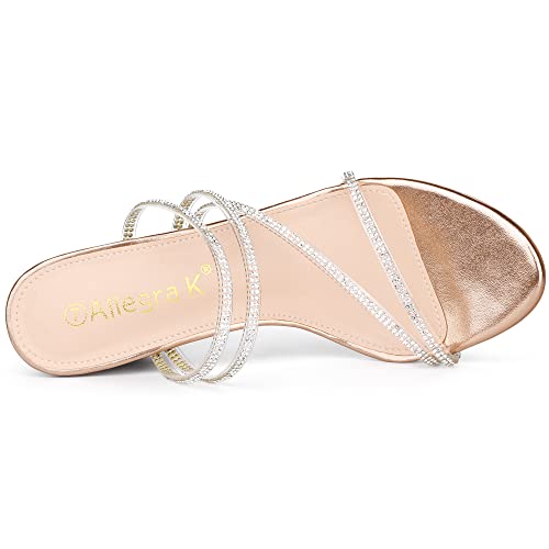 Allegra K Women's Strappy Rhinestone Block Heel Slide Sandals4