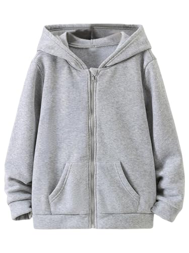 SHENHE Boy's Zip Front Loose Hoodie Casual Long Sleeve Sweatshirt Jacket with Pocket