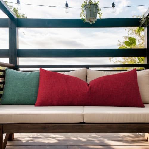 Kevin Textile Outdoor Waterproof 14”x36” Lumbar Pillow Cover 1 Pack, Red