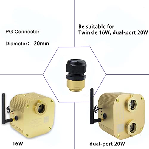 Image of AZIMOM 20mm PG Connector for LED Gold Twinkle 16W Dual Port 20W Fiber Light Engine Box Source