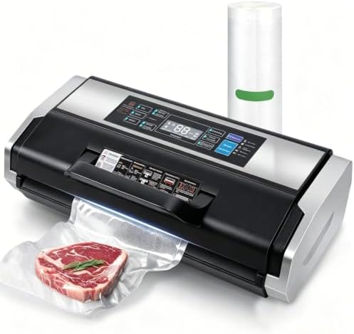-95kPa Vacuum Sealer Machine with Double Heat Seal, Automatic Foo...