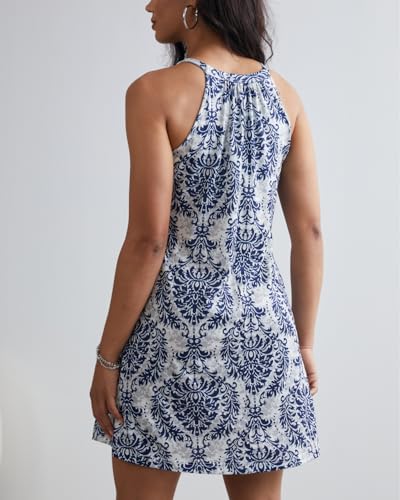 Image of ANYFITTING Summer Dress with Built in Bra Casual Beach Sundress Flowy Halter Mini Short Dresses for Women 2026
