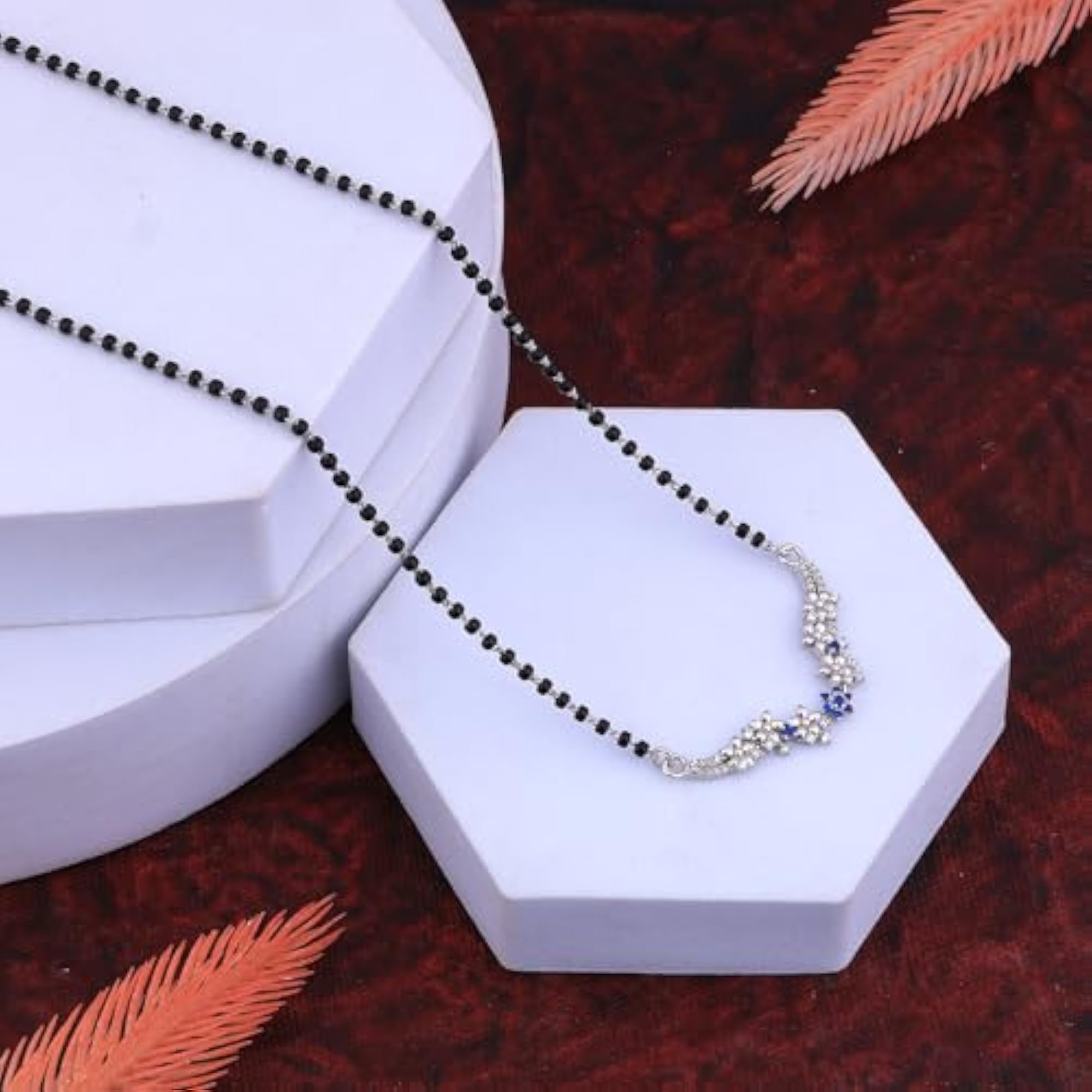 Women's 925 Sterling Silver Rhodium Plated Zircon Mangalsutra