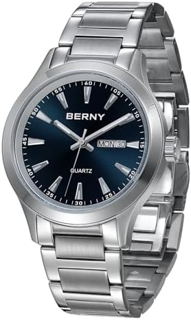 Reloj de cuarzo de acero inoxidable sólido para hombre, resistente al agua, para hombre, luminoso, color platead