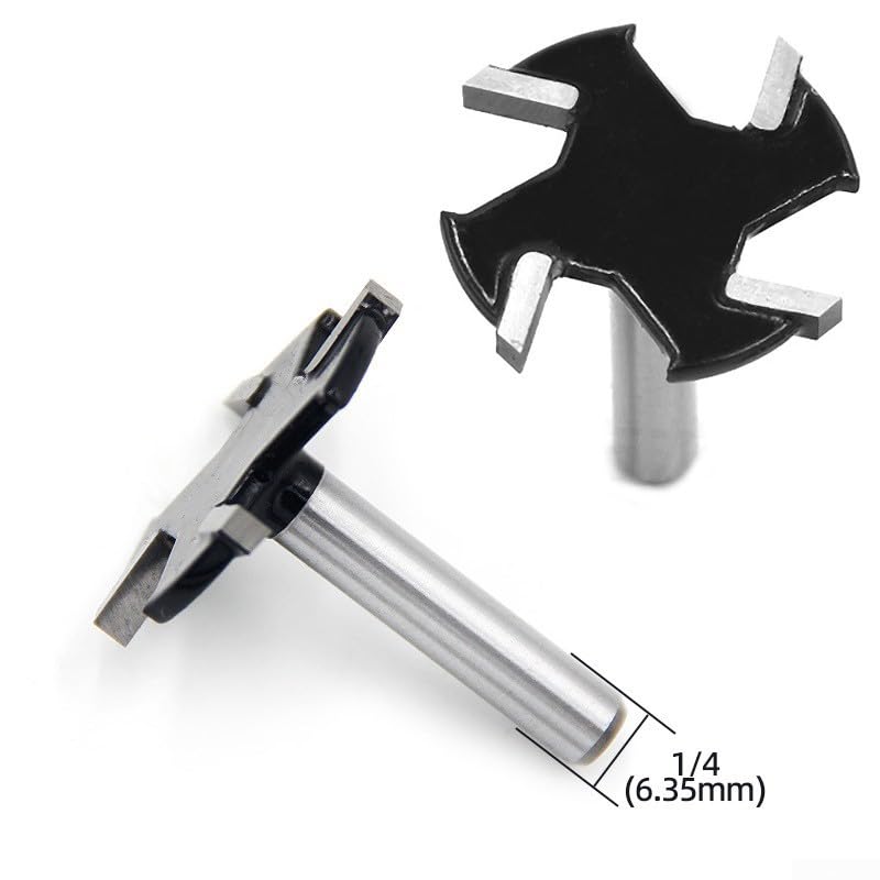 Extra Large 32mm Spoilboard Surfacing Router Bit, Carbide Tipped Slab Flattening Planing Bit CNC, Handheld & Table Routers, 6.35mm Shank(32x3.5mm)