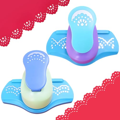 Heavy-Duty 2-Piece Border Punch Set, Craft Border Punch with Dotted Lace & Half Circle Edge for Scrapbooking