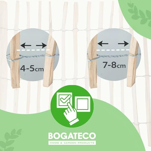 BOGATECO Staketenzaun Haselnuss Kastanie | Holz-Zaun 80 cm Hoch & 500 cm Lang | Lattennabstand 4-5 cm | Perfekt als Gartenzaun | Zaun Garten Steckzaun Holzzaun | Langlebige
