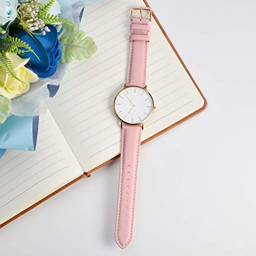 Wocci 18Mm Flower Watch Band For Women, Genuine Leather, Quick Release Strap, Rose Gold Buckle (Pink) #TOP7