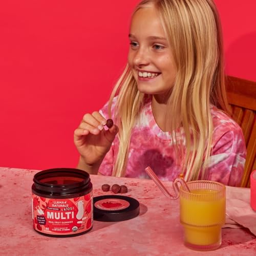 Image of Llama Naturals Kids Multivitamin Gummies | Real Fruit, No Added Sugar Cane | Organic Vegan Toddler Whole Food Vitamins | Vitamin D, C & Beta Carotene Gummy Supplement | Strawberry 90 Ct (1-2 Months)