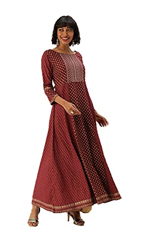 Kurtis für Damen, Partykleidung, indische Tunika, lang, Kurti Kurta, bereit zum Tragen, Kastanienbraun 2, XX-Large Cover