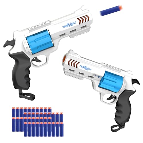 2 Pack Foam Dart Blaster Set for Kids with 40 Darts, 8 Dart Rotating Barrel, Kids Outdoor Games for...