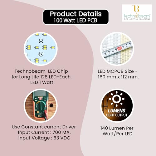 Image of Technobeam LED PCB with Driver for Repair | 63V 700mA | Aluminum Plate Base | Waterproof & Durable | Ideal for Flood Light and Street Light (100W)