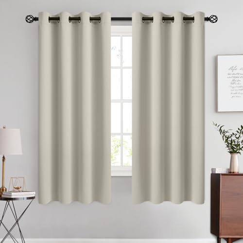 Image of COSVIYA Grommet Room Darkening Stone Curtains 63 inch Length for Bedroom | Light Blocking Insulated Thermal Curtains for Living Room, Blackout Thick Polyester Window Drapes,52x63 inches, 2 Panels