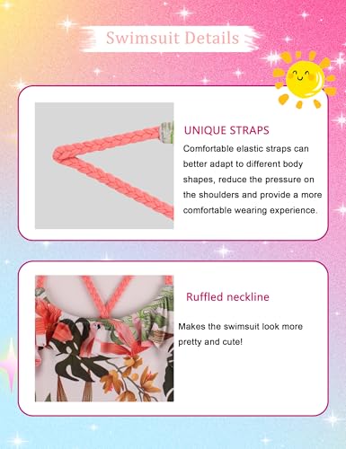 Cadocado Baby Swimsuit Girls' One Piece Swimwear Sling Ruffle Girls Bathing Suit Sun Protection Swim Suit UPF50+ 3Month-6Year3