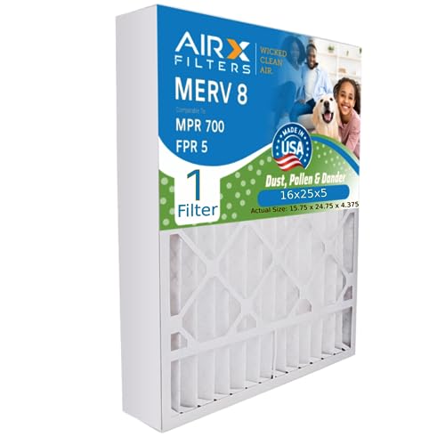 AIRX FILTERS WICKED CLEAN AIR. 16x25x4 Air Filter MERV 8 Compatible with Honeywell FC100A1029 EXPXXFIL0016 Furnace Filter 1 Single Filter