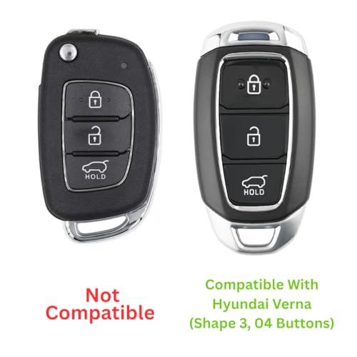 Image of NEODRIFT 'KeyShield' Car Key Cover for Compatible with Hyundai Verna (Shape 3, 04 Buttons) (Durable, Stylish, and 360 Protection)