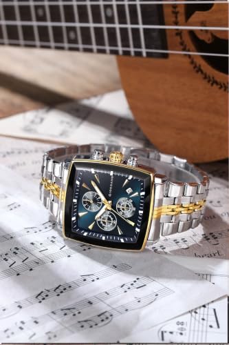 Image of Giordano Multi Function Watch for Men with Square Dial, Stainless Steel Strap and Date Display