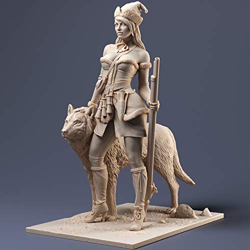 PANGCHENG Figura Modelo Resina 70mm GK Veterano Sueco con Lobo Kit sin Montar y sin Pintar
