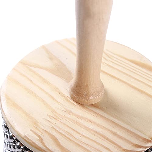 Edwol Wooden Hand Cabasa With Stainless Steel Cabasa Percussion Musical Instrument Metal Beaded Chain And Cylinder Hand Shaker For Band Music Education,M 8.5 #TOP6