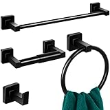 DYRECELLE Bathroom Hardware Set 4 - Pieces, Include 16Inch Hand Towel Bar, Toilet Paper Holder, Robe