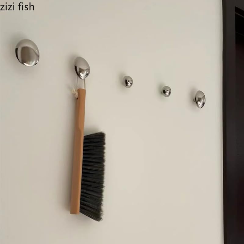 Silver Ceramic Water Droplet Hook, Decorative Wall Hanger for Keys, Clothes & Hats, Modern Entryway Storage Shelf Organizer(Large Size,Punch)